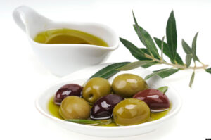 Fresh olives in extra virgin olive oil