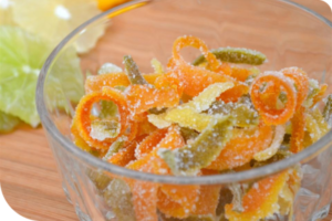 kandyzowane skórki cytrusów pomarańczy cytryn mandarynek